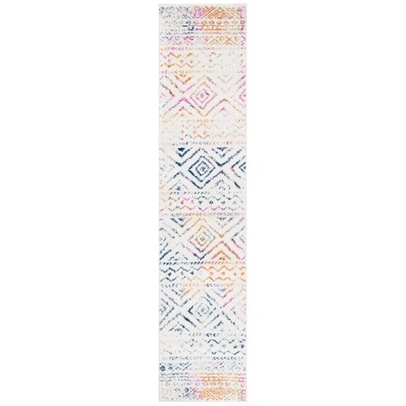 Safavieh 2 x 9 ft. Tulum 267E Power Loomed Runner Area Rug Ivory & Fuchsia TUL267E-29